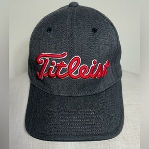 Titleist A-Flex Golf Hat Grey Red Embroidered One size fits most Cap Denim Look